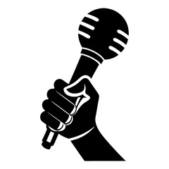  Hand-holding microphone silhouette vector illustration