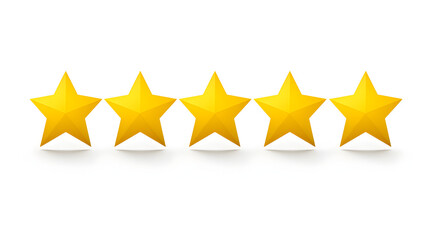 Bright Five Star Rating on Clean White Background for Reviews and Assessments