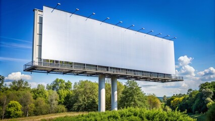 Obraz premium Large blank white commercial billboard with ample copy space area waiting for custom advertising graphic or text design insertion.