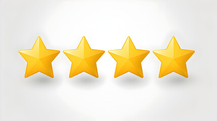 Bright Yellow Five Star Rating Emblem on Clean White Background