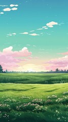 Green field landscape grassland outdoors.