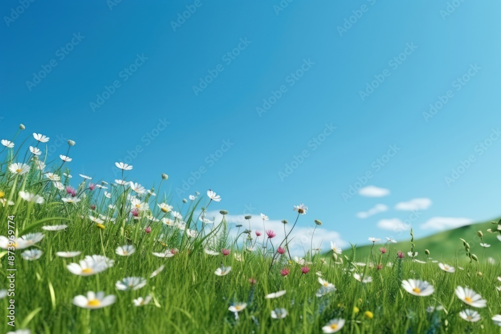 Poster Flower sky grassland landscape.