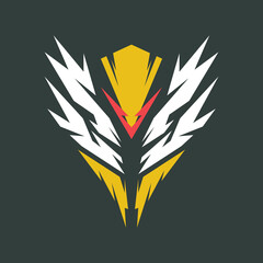 shape logo like mecha robotic cyber face clip art emblem badge esport games club editable © Luqman