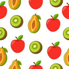 Fruit seamless pattern on white background