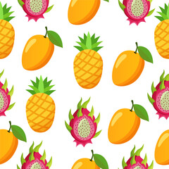 Fruit seamless pattern on white background