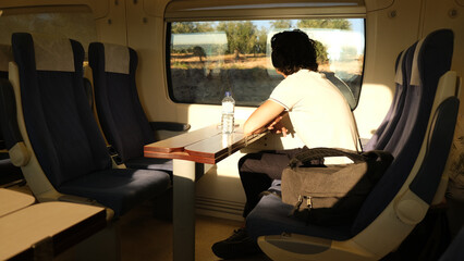 The train as a means of transportation. Train passengers. Travel by train.