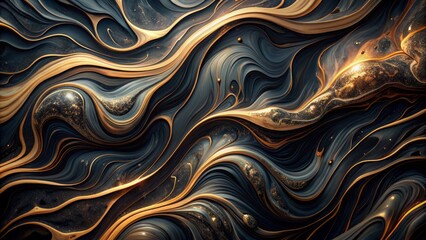 Fototapeta premium Luxurious dark fluid abstract background with elegant marble wave pattern, showcasing premium acrylic cover, perfect for creative dynamic posters.