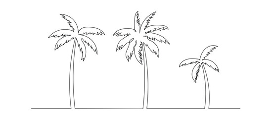 One line drawing Palm tree.Isolated on white background vector illustration.