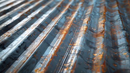 Detailed view of a galvanized steel sheet with its characteristic zinc coating pattern