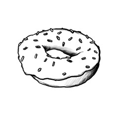Donut, Donut with sprinkles, Hand drawn pencil drawing, illustration, transparent PNG