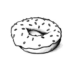 Donut, Donut with sprinkles, Hand drawn pencil drawing, illustration, transparent PNG