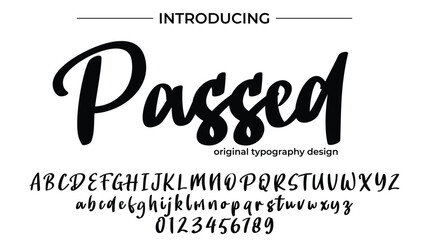 Passed Font Stylish brush painted an uppercase vector letters, alphabet, typeface