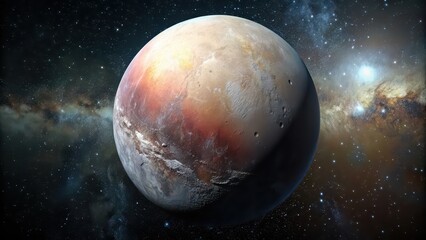 Obraz premium Dwarf planet 50000 Quaoar with orbit near Pluto, dwarf planet, Quaoar, orbit, Pluto, space, celestial body