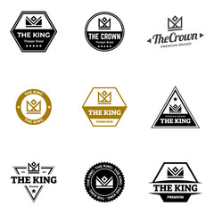 Obraz premium A set of vector king crowns icon on white background. Vector Illustration. Emblem, icon and Royal symbols.