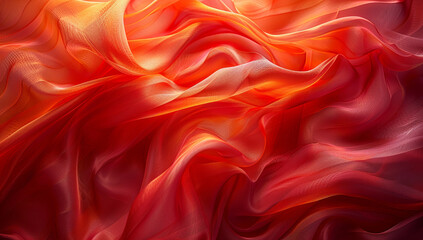 Fototapeta premium Close-up of swirling red and orange fabric creating an abstract background with vibrant and warm hues