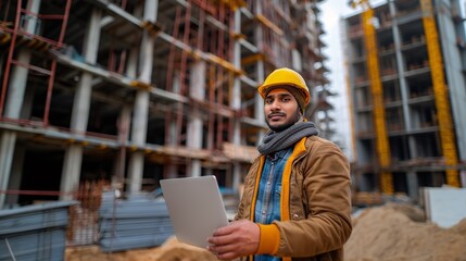 Obraz premium Portrait of a construction worker in a hardhat