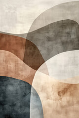 Minimalist abstract art print. Watercolor wall art. Modern painting. Created with Generative AI technology