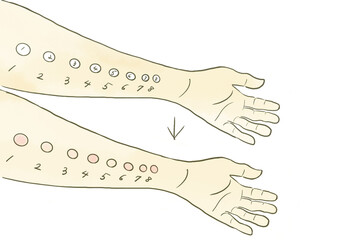 アレルギーパッチテストをしているイラスト