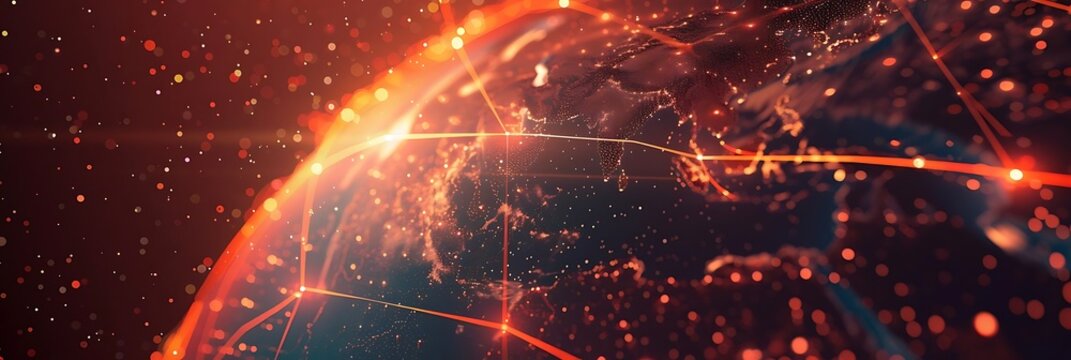 abstract communication background with global network connections and data flow