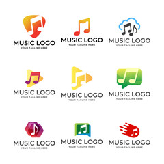 Set of Music vector logo graphic modern abstract