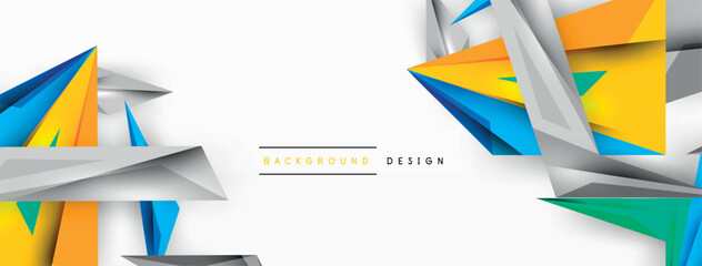 Fototapeta premium Minimal geometric abstract background. Low poly dynamic triangle design. Trendy techno business template for wallpaper, banner, background or landing