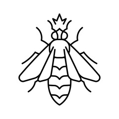 Queen bee, line icon. Honey production, beekeeping, apiculture concept. Linear illustration, editable strokes, minimalist symbol