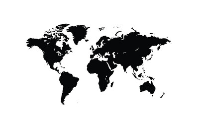 World map isolated .black color style. for website layouts, background, education, precise, customizable, Travel worldwide, map silhouette backdrop, earth geography, political, reports. 