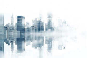 Abstract Cityscape with Fog and Reflections