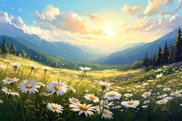 Daisy landscape field wilderness.