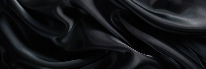 Obraz premium Black Luxury. Abstract Design on Black Fabric Background with Copy Space