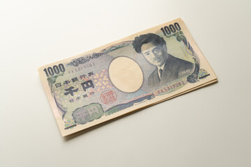 Japanese Yen banknote on white background