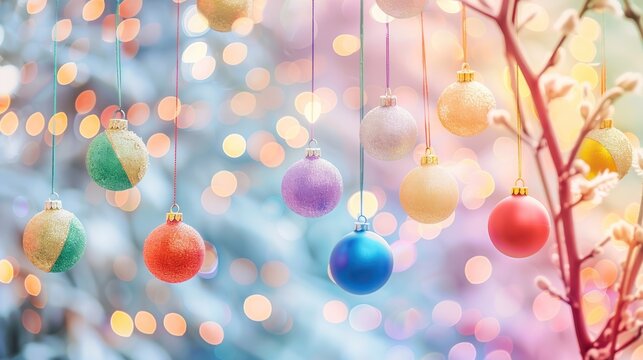 Rainbow-themed holiday decorations spreading cheer, LGBTQ, visualizing acceptance and celebration