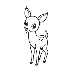 Cute Fawn Line Art Silhouette Vector Art.