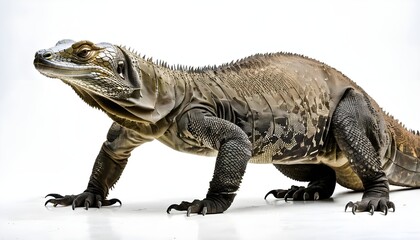 Obraz premium Komodo dragon isolated on white, animal in white background