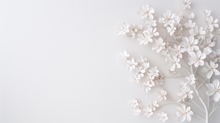 Naklejka premium White Relief 3D Tree Wallpaper, Closeup Realistic Photo