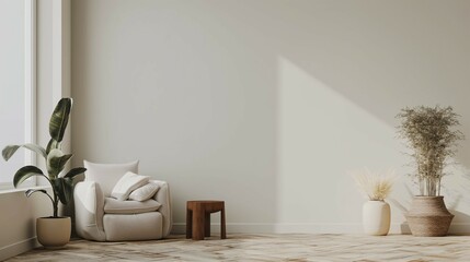 Empty wall modern room with chair