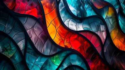Abstract colorful stained glass wallpaper.
