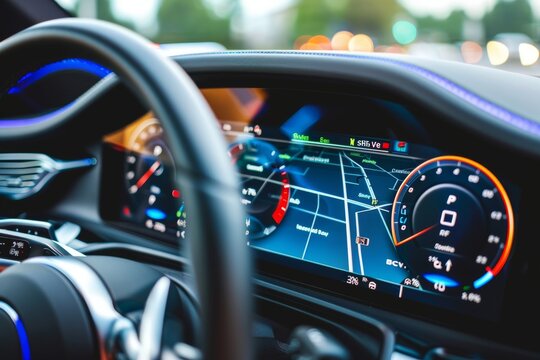 Automotive industry car cluster displaying over the air firmware update for enhanced user experience