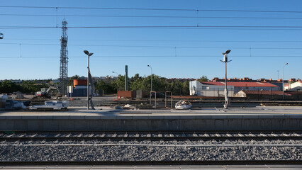Go to the train station. The train as a means of transport with low emissions
