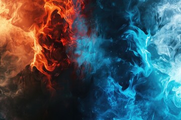 Blue Ice Abstract Texture Depicting Fire and Ice Battle in Space