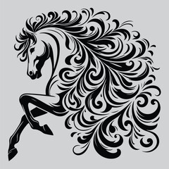 Fototapeta premium Beautiful Attractive Horse Vector art Silhouette with White Background