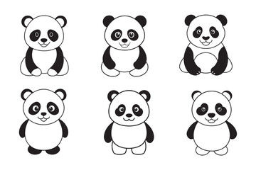 Black and White Cute Panda Vector Illustration.
