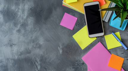Consumer research questionnaire with sticky notes and a smartphone beside it. Consumer research questionnaire document