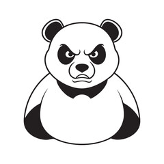 Obraz premium Black and White Angry Panda Vector Illustration.