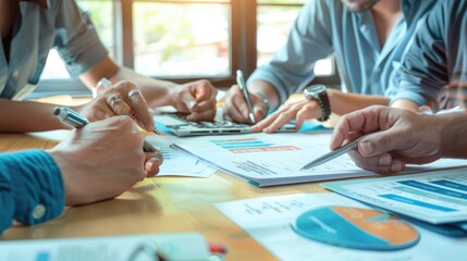 Team analyzing a consumer research questionnaire document in a meeting setting. Consumer research questionnaire document