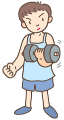 健康のイラスト - ダンベル・筋肉トレーニング・筋力エクササイズ・パワーアップ