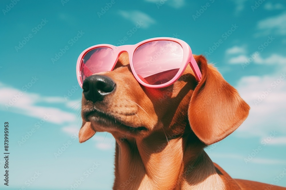 Canvas Prints a dog wearing sunglasses mammal animal summer.