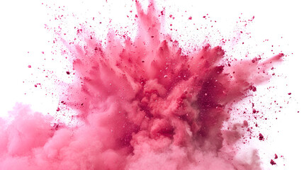 Pink powder explosion on white background. Paint Holi.