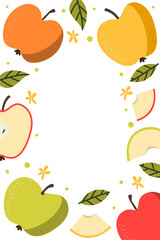 Apple Vertical Frame. Summer Fruit Background.