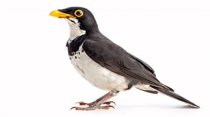 Obraz premium Black thrush isolated on a white background. (Turdus merula)